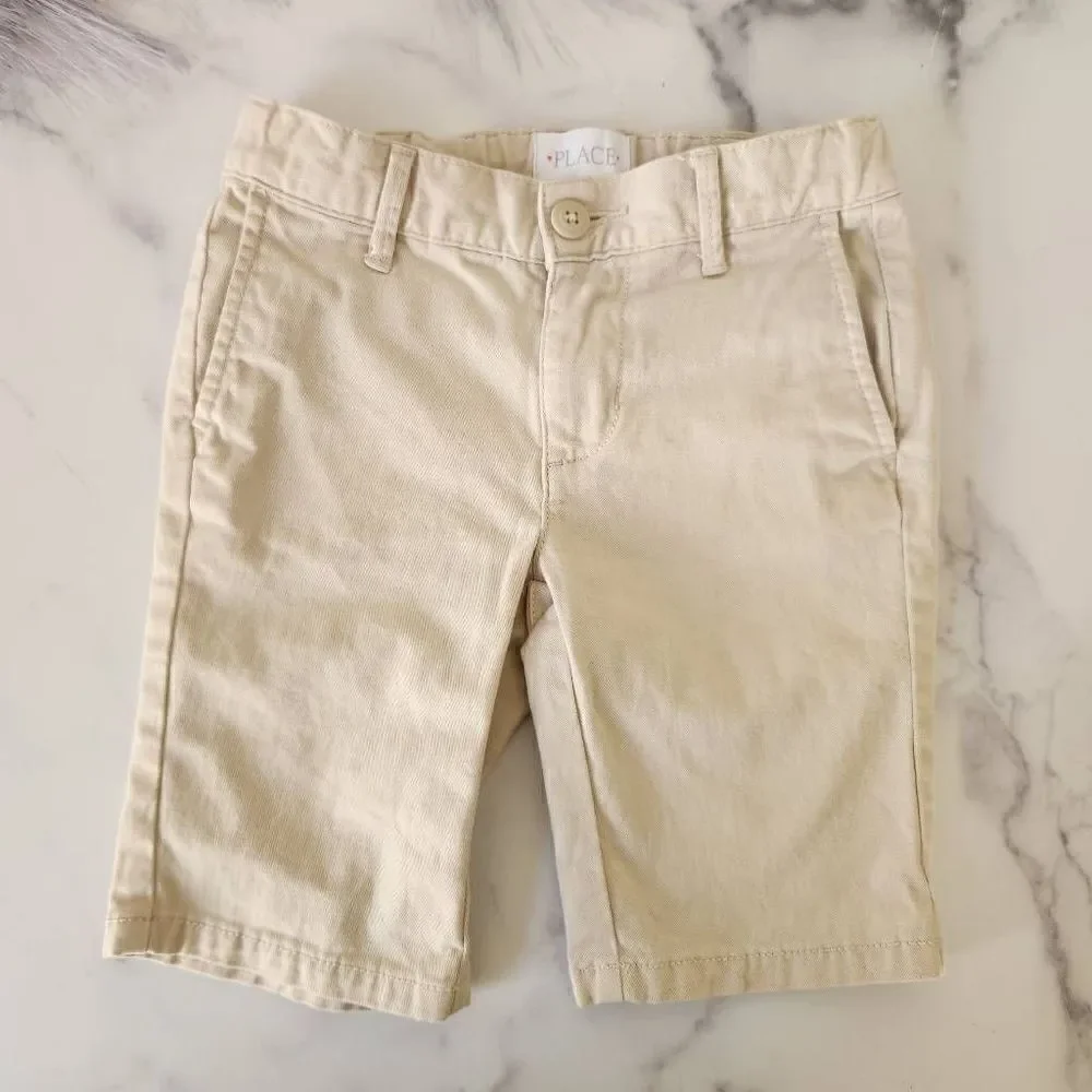 Childrens place girls 6x-7 kahki tan board school uniform shorts above knee
